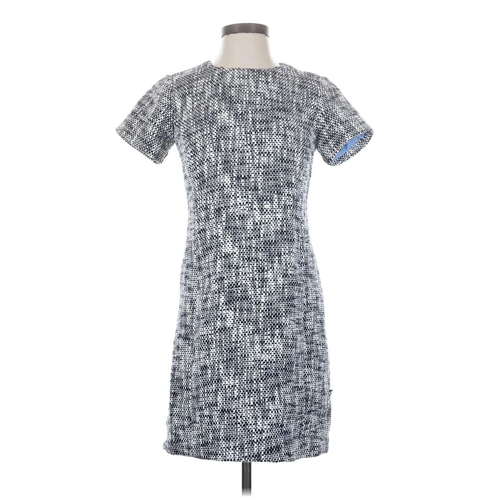 Sail to Sable Tweed Dress Womens 2 Black White Short Sleeve Preppy Old Money NWT